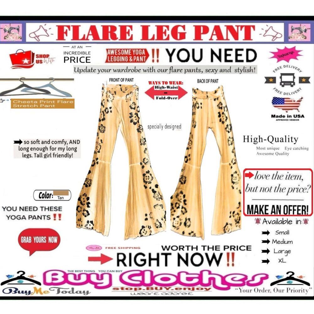 π BOTTOM Fold Graphic β DYE π LEGGING PANT Print FLARE LEG Cheetah πΈ BUY NOW - Picture 16 of 16